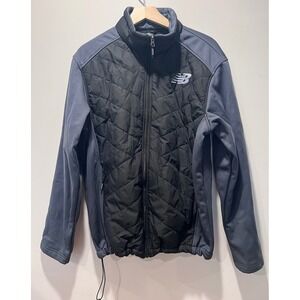 New Balance Quilted Full Zip Jacket Charcoal Gray Blue Men's Size L‎